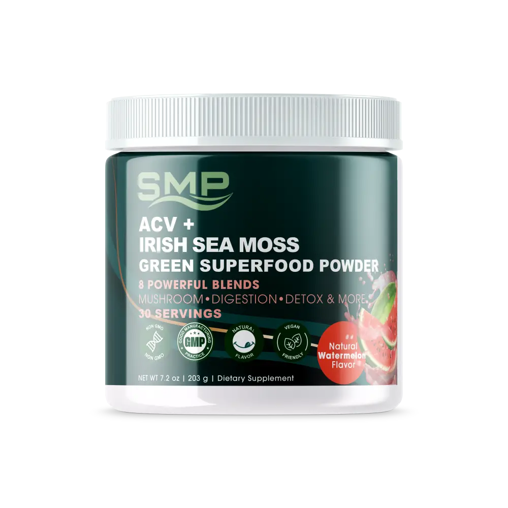 ACV + Organic Irish Sea Moss Green Superfood Powder W/ 8 Powerful Blends 203.1 g Watermelon Flavored (FILL ONLY)