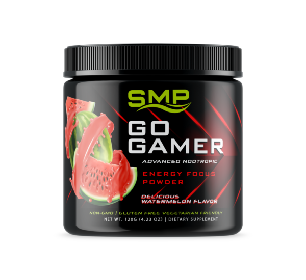 Go-Gamer Advanced Nootropic Energy Focus Powder – Delicious Watermelon Flavor – 30 Servings 120 g – Non-GMO – Gluten-Free – Vegetarian-Friendly