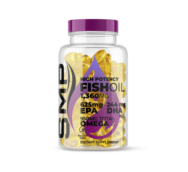 High Potency Fish Oil 1,360mg Softgel – 950mg Total Omega 3 – Molecularly Distilled – 625 EPA – 244 DHA