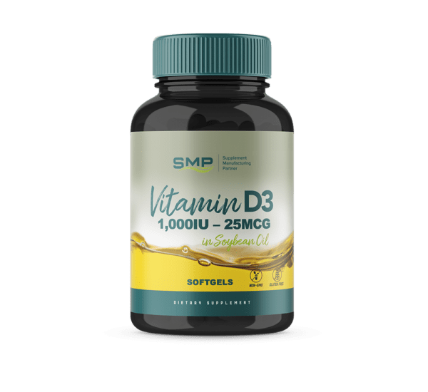 Vitamin D3 1,000IU – 25mcg – Softgels – Soybean Oil