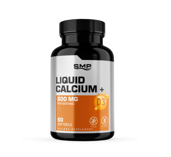 Calcium Liquid Softgels 600mg + Vitamin D – Non-GMO – Gluten Free
