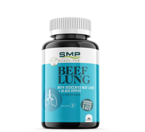 Grass Fed Beef Lung W/ Desiccated Beef Liver + Black Pepper Capsules - Digestive Gut Health - Non-GMO – Hormone, Pesticide & Filler Free – Freeze-Dried