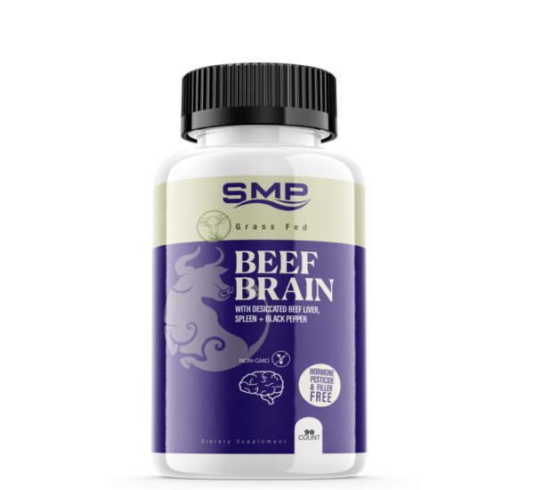 Grass Fed Beef Brain W/ Desiccated Beef Liver + Black Pepper Capsules- Non-GMO – Hormone, Pesticide & Filler Free – Freeze-Dried