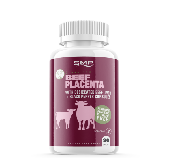Grass Fed Beef Placenta W/ Desiccated Beef Liver + Black Pepper Capsules - Non-GMO – Hormone, Pesticide & Filler Free – Freeze-Dried
