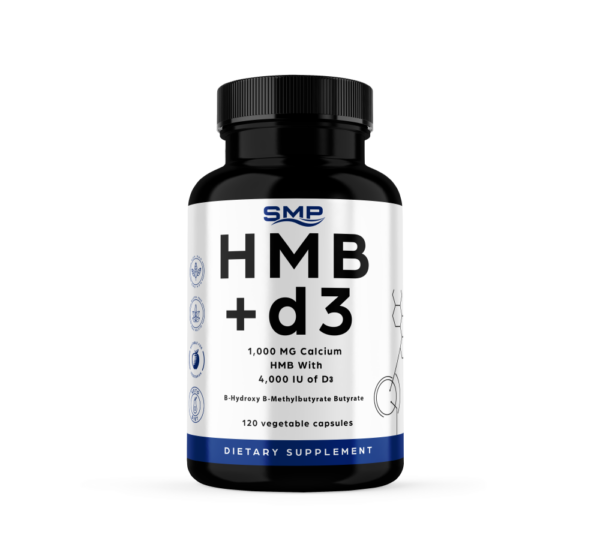 HMB and Vitamin D3 Supplement - 1,000 MG Calcium Calcium HMB With 4,000 IU of D3 - B-Hydroxy B-Methylbutyrate Butyrate Veggie Capsules - Non-GMO – Gluten-Free – Keto – Vegetarian