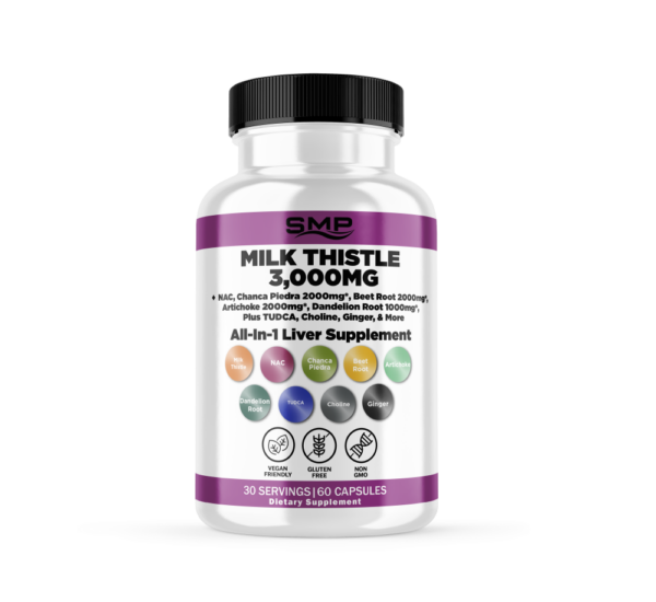 Milk Thistle 3000mg, NAC, Chanca Piedra 2000mg, Beet Root 2000mg, Artichoke 2000mg, Dandelion Root 1000mg, - All-In-1 Liver Supplement