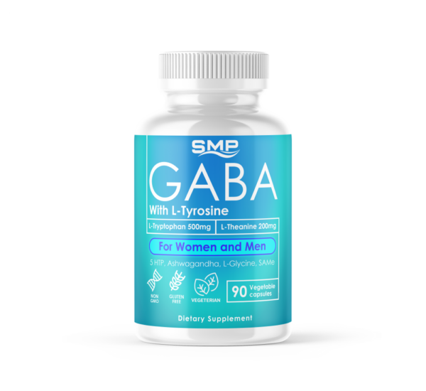 Stock GABA 750mg W/ 5 HTP, L Tryptophan 500mg, L Theanine 200mg, Ashwagandha Blend Capsules, Size '00'