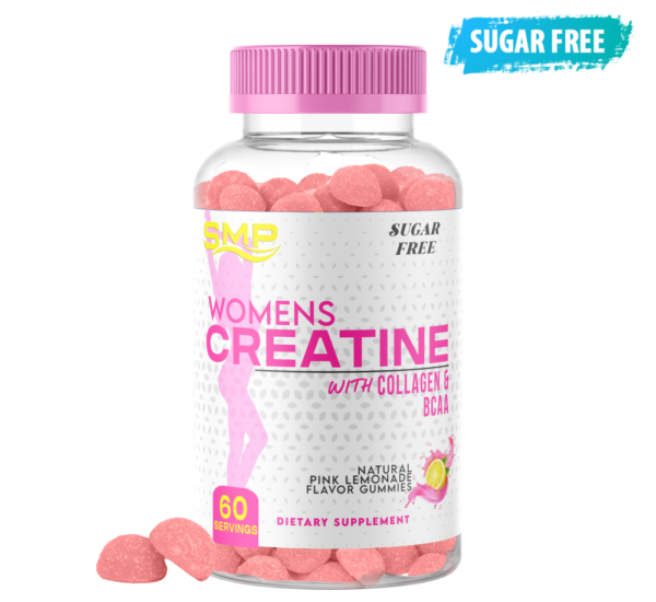 Creatine For Women W/ Bovine Collagen Peptides & BCAA 2:1:1 - Sugar Free Gummy – Natural Pink Lemonade Flavor – Gluten Free – Non-GMO 