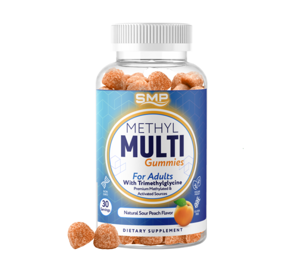 Methyl Multi Vitamin Sugar Free Peach Gummies for Adults W/ Trimethylglycine (TMG) 2.5g