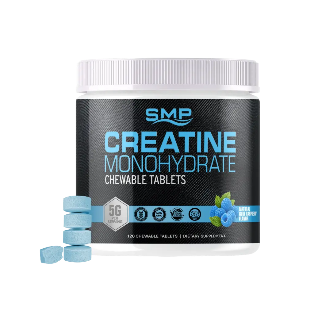 Sugar Free Natural Sour Blue Raspberry Creatine Chewable Tablets, 1.25g