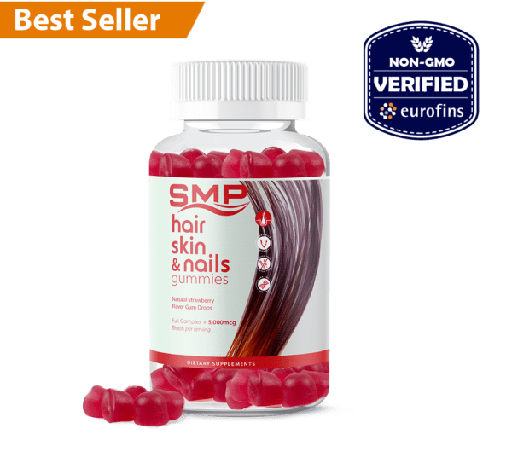[GUM100450] Hair, Skin, and Nails Gummies - Natural Strawberry Flavor Gum Drops - Full Complex + 2,500mcg Biotin/Gummy