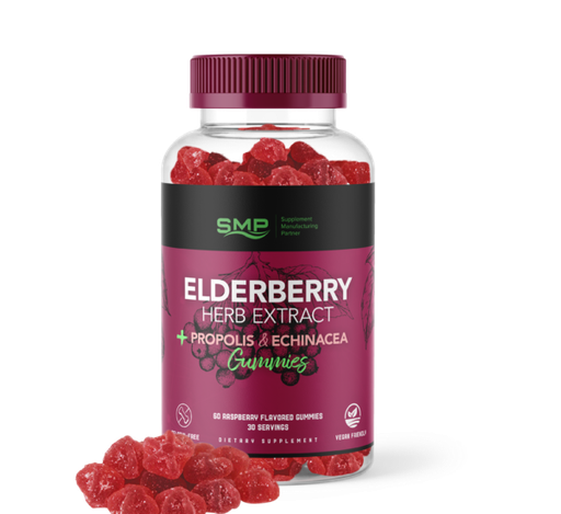 [GUM100452] Elderberry Herb Extract + Propolis & Echinacea Gummies W/ Vitamin C – Natural Raspberry Flavor