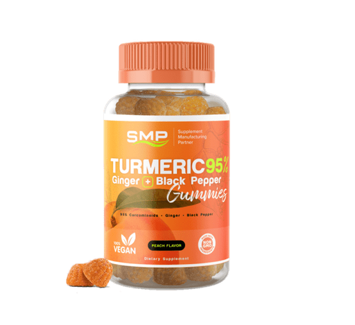 [GUM100455] 95% Turmeric + Ginger & Black Pepper Gummies - Natural Peach Flavor