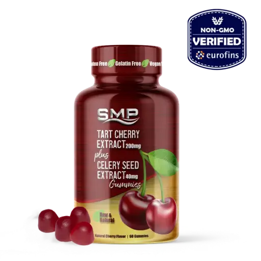 [GUM100594] Tart Cherry Extract 2,000mg Gummies + Celery Seed Extract 400mg, Raw & Natural - Natural Cherry Flavor - Natural Colors