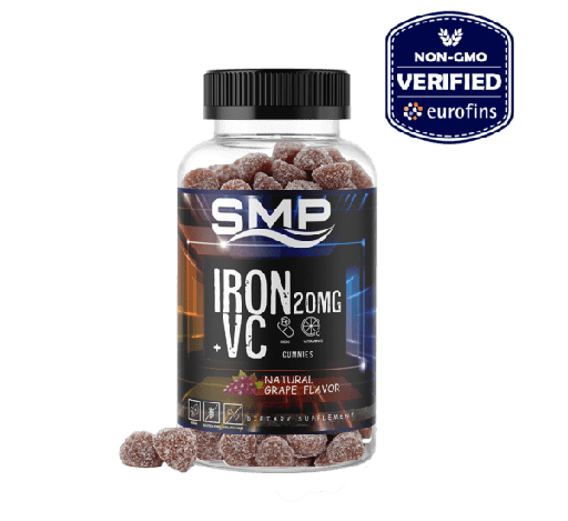 [GUM100600] High Potency Iron Gummy - Microencapsulated Iron 20mg + Vitamin C - Men, Women, Prenatal Support 