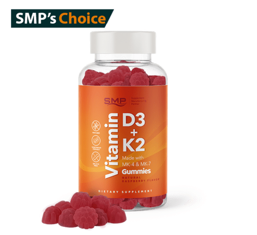 [GUM100616] K2 + D3 Pectin Gummies W/ MK-4 & MK-7 – Natural Raspberry Flavor & Color
