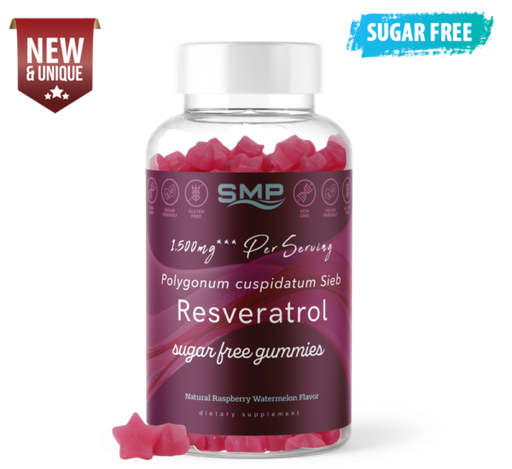 [GUM101092] 1,500mg Sugar Free Polygonum Cuspidatum (Resveratrol) Gummy - Natural Raspberry Watermelon Flavor
