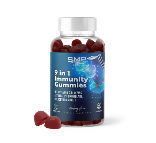 [GUM101094] 9 In 1 Immunity Gummy - C,D, & Zinc + Astragalus, Bromelain, Quercetin, Black Pepper & Elderberry Flavor 