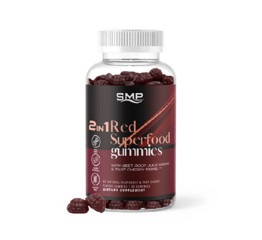 [GUM101133] 2 In 1 Red Superfood W/ Beet Root Juice 200mg & Tart Cherry 100mg*** Gummies – Natural Raspberry & Tart Cherry Flavor