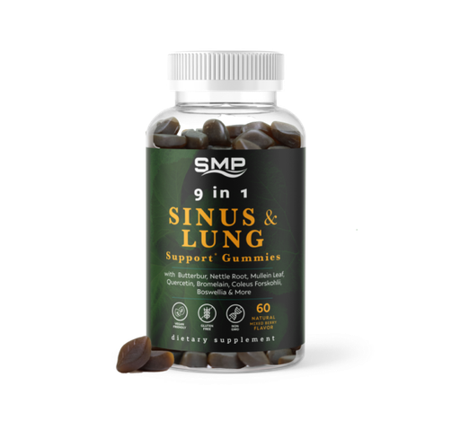 [GUM101165] 9 In 1 Sinus & Lung Support W/ Butterbur, Nettle Root, Mullein Leaf, Quercetin, Bromelain, Coleus Forskohlii, Boswellia &  Natural Mixed Berry 