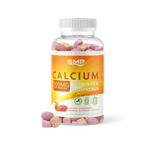 [GUM101184] High Potency 500mg Calcium + Vitamin D3 & Phosphorus Gummies - Mixed Flavors 