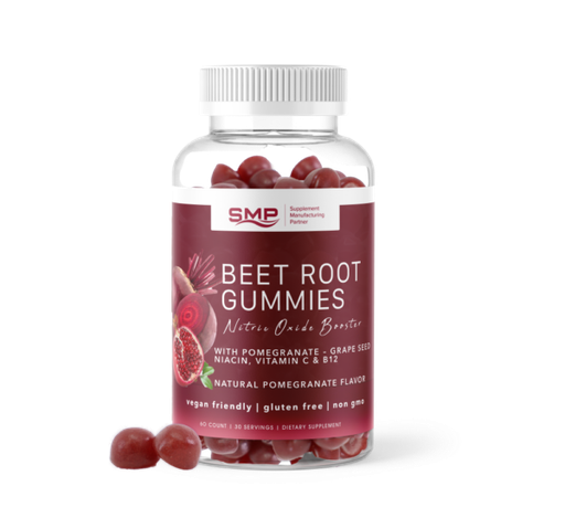 [GUM101786] Beet Root Gummy & Nitric Oxide Booster W/ Pomegranate – Grape Seed – Niacin, Vitamin C & B12 – Natural Pomegranate Flavor – Non-GMO – Gluten Free – Vegan Friendly