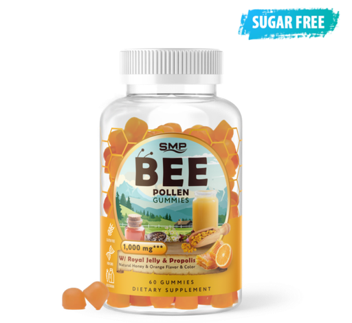 [GUM102133] Sugar Free Bee Pollen Gummy  W/ Royal Jelly & Propolis 1,000mg – Natural Honey Orange Flavor & Color