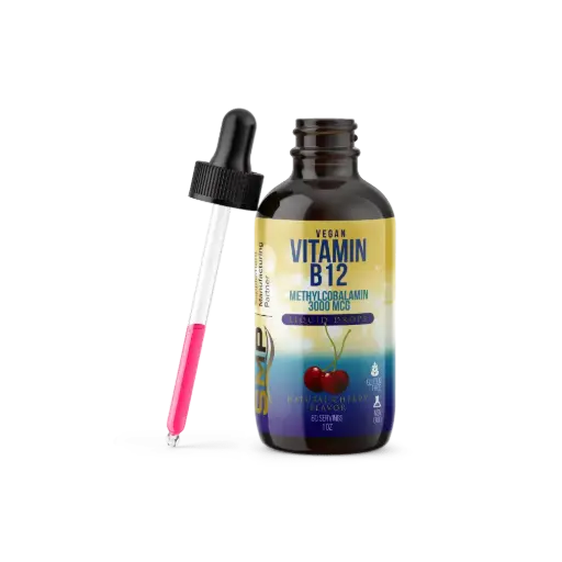 [LIQ100723] vegan vitamin b12 liquid drops w methylcobalamin 3000mcg natural cherry flavor 60 servings 1oz non gmo gluten free