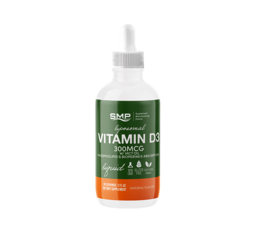 [LIQ101295] Liposomal Vitamin D3 W/ MCT Oil – Phospholipid & Bioperine® Absorption - 30 Servings - 2oz – Natural Flavors – Gluten Free – Non-GMO – Vegetarian Friendly