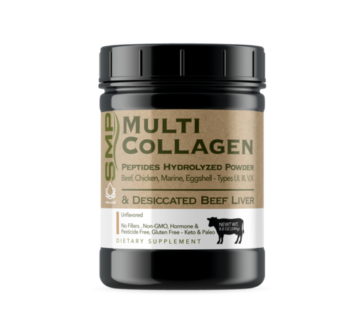[POW101156] Multi Collagen Peptides Hydrolyzed Powder  249 g – Beef, Chicken, Marine, Eggshell - Types I,II, III, V,X + Desiccated Beef Liver – Unflavored / No Fillers – Non-GMO – Hormone & Pesticide Free – Gluten Free – Keto & Paleo