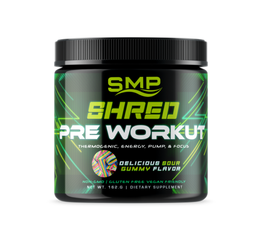 [POW101310] Shred Pre Workout Powder 174 g – Thermogenic, Energy, Pump, & Focus – Delicious Sour Gummy Flavor – 30 Servings - Non-GMO – Gluten-Free – Vegan Friendly