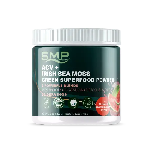 [POW101600] ACV + Organic Irish Sea Moss Green Superfood Powder W/ 8 Powerful Blends 203.1 g Watermelon Flavored (FILL ONLY)