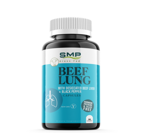 [CAP101234] Grass Fed Beef Lung W/ Desiccated Beef Liver + Black Pepper Capsules - Digestive Gut Health - Non-GMO – Hormone, Pesticide & Filler Free – Freeze-Dried