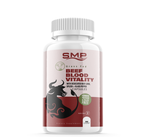 [CAP101244] Grass Fed Beef Blood Vitality W/ Desiccated Beef Liver, Spleen + Black Pepper Capsules - Non-GMO – Hormone, Pesticide & Filler Free