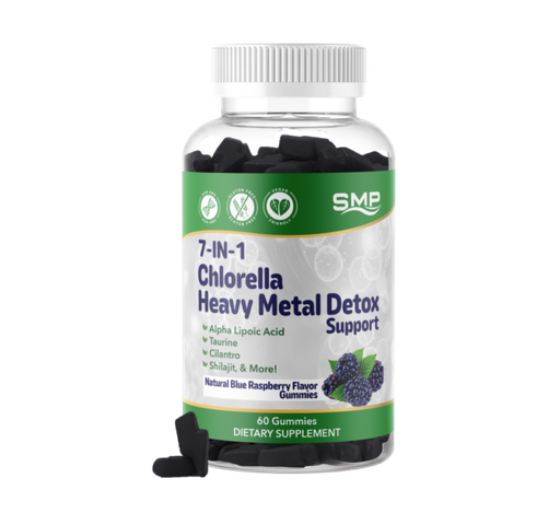 [GUM102396] 7 In 1 Chlorella Heavy Metal Detox Support Gummy W/ Alpha Lipoic Acid, Taurine, Cilantro, Shilajit, & More ! – Natural Blue Raspberry  Flavor – Gluten Free – Non-GMO – Vegan