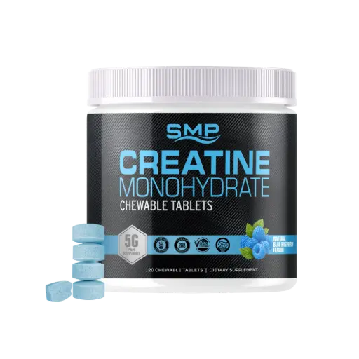 [TAB102635] Sugar Free Natural Sour Blue Raspberry Creatine Chewable Tablets, 1.25g